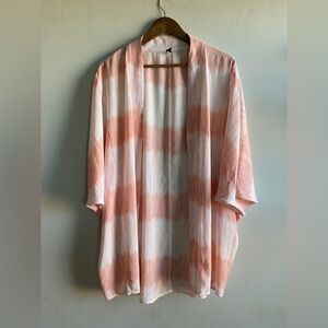 Lane Bryant - Pink and White Tie Dye Kimono